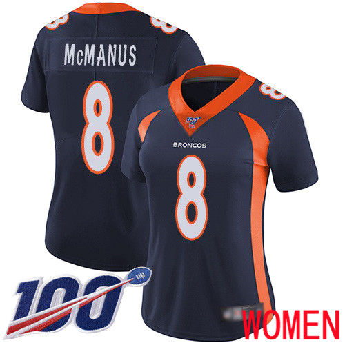Women Denver Broncos #8 Brandon McManus Navy Blue Alternate Vapor Untouchable Limited Player 100th Season Football NFL Jersey